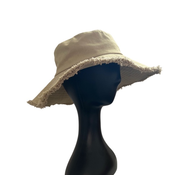Peter Grimm 100% Cotton wide brim beige raw edge sun protection hat - Picture 2 of 9
